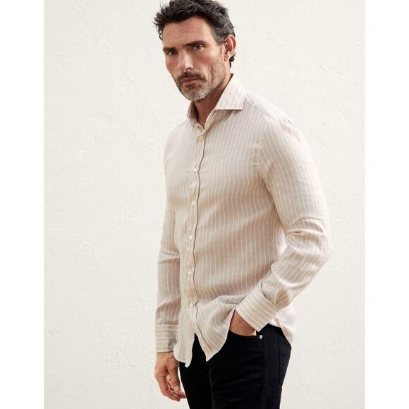 Brunello Cucinelli White Linen Dress Men's Shirt